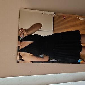 2000s Vintage Halter Ruched Black Dress